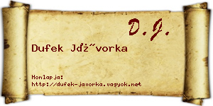 Dufek Jávorka névjegykártya